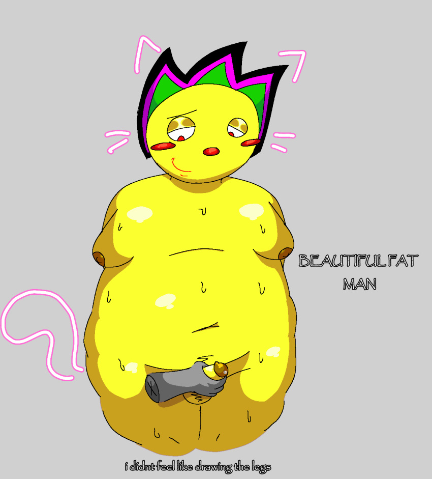 big_thighs blush bobogogo88 cat_ears cat_tail cat_whiskers chubby chubby_male enjoying fat fat_belly fat_man floating_hand four_fingers from_behind fully_naked fully_nude grey_background grey_hand hairy_balls half-life_mod handjob jamies_mod_for_half-life male male/ambiguous man_boobs man_tits naked neon_hair nude nude_male overweight_male penis pink_and_green_hair precum red_blush red_iris red_lips red_nose retard_jamie shiny_eyelids simple_background small_penis smiling smirking spikey_jamie stroking_penis stroking_penis_from_behind wet wet_body wet_skin yellow_body yellow_penis yellow_skin