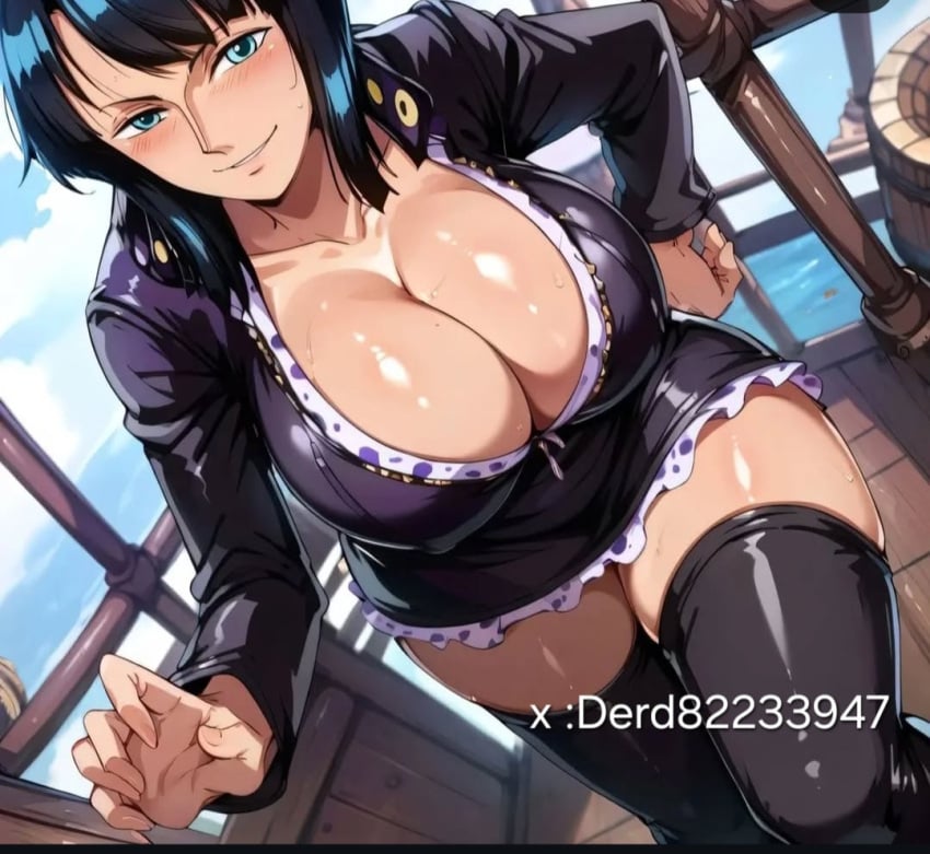 ai_generated ass black_body black_hair breasts clothing derd82233947 female female_only fluffy nico_robin one_piece