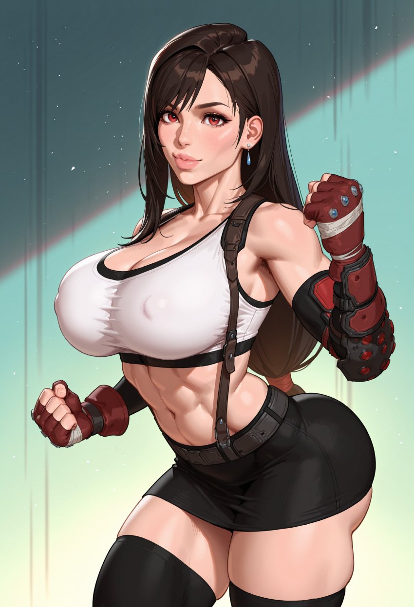 ai_generated big_ass big_breasts big_butt big_lips big_thighs big_titties bimbo bimbo_lips bimbofication black_hair bubble_ass bubble_butt busty caked_up child_bearing_hips cleavage clothing curvaceous curvaceous_female curvaceous_figure curves curvy curvy_body curvy_female curvy_figure curvy_hips dat_ass earrings erect_nipples_under_clothes exposed_midriff fat_ass female female_focus female_only final_fantasy full_lips fully_clothed hourglass_figure huge_breasts logan_d long_hair looking_at_viewer micro_skirt paag skin_tight skirt solo_female square_enix thick thick_thighs thighhighs tifa_lockhart voluptuous
