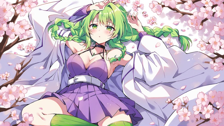 ai_generated breasts demon_slayer green_eyes green_hair hell-pantsu kanroji_mitsuri medium_breasts thighs