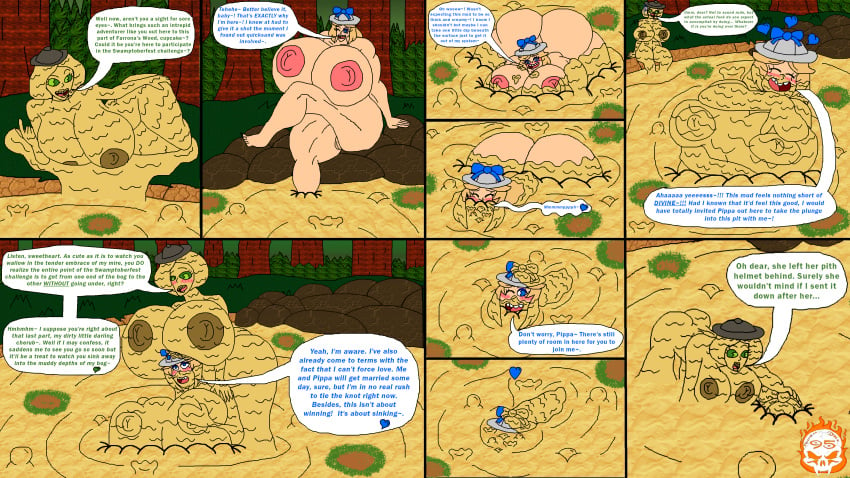 2d 2girls amazonian ass big_ass big_breasts boob_hat breasts bubbles comic drowning gigantic_ass gigantic_breasts huge_ass huge_breasts hyper hyper_ass hyper_breasts jungle jungle_girl monster_girl mud muscular_female original_character original_characters pith_helmet quicksand radicalone95 self_upload slime_girl swamp swamptoberfest tagme