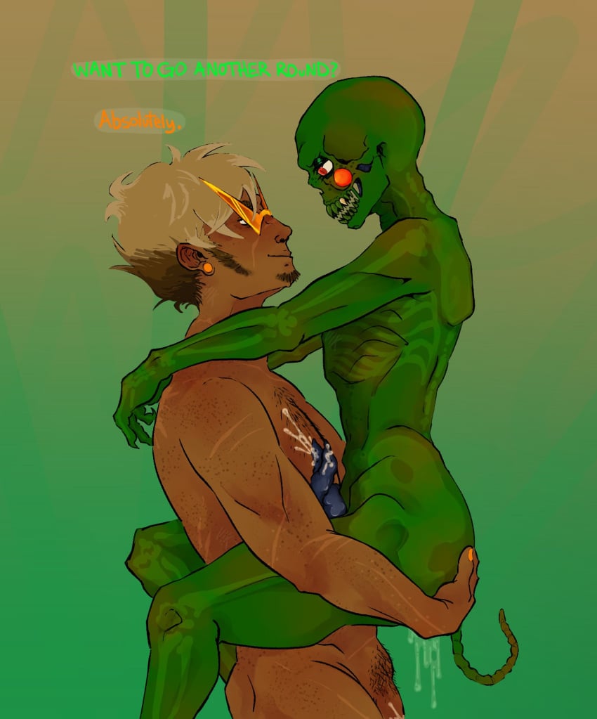 2boys alien alien_genitalia alien_humanoid alien_penis blonde_hair blonde_hair blonde_hair blonde_hair blonde_hair_male caliborn cherub color colored crackship dark_skin dark_skinned_male dialogue dirk_strider gay glasses green_skin headgear headwear hermaphrodite homestuck humanoid humanoid_alien male male_focus male_only shades short_hair short_hair_male spiky_hair sunglasses tentabulge tentacle text viktor yaoi