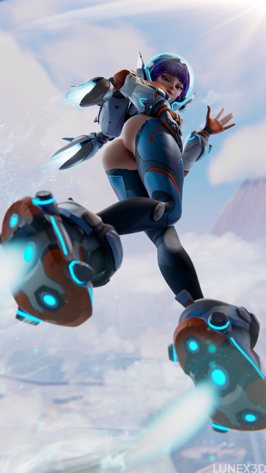 3d ass flying juno_(overwatch) lunex3d overwatch partially_clothed