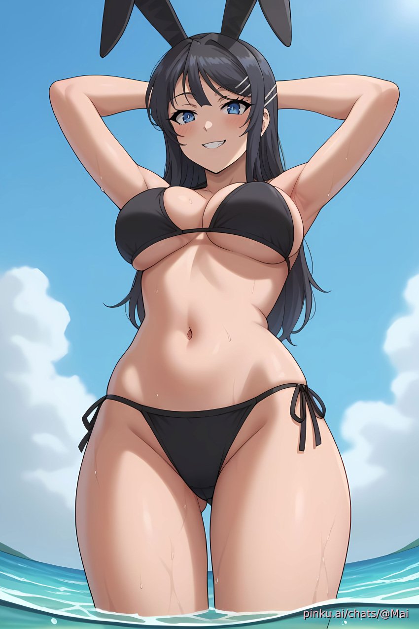 ai_generated aobuta beach bikini bunnygirl candid ecchi mai_sakurajima pinku pinku.ai pinkuai rascal sakurajima_mai