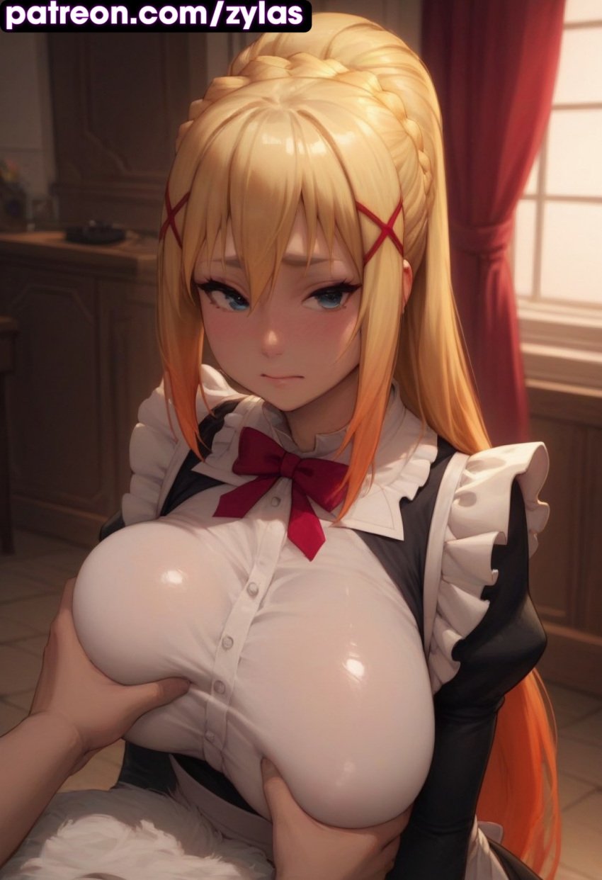 ai_generated darkness_(konosuba) huge_ass huge_breasts kono_subarashii_sekai_ni_shukufuku_wo! konosuba maid ryuuziken01