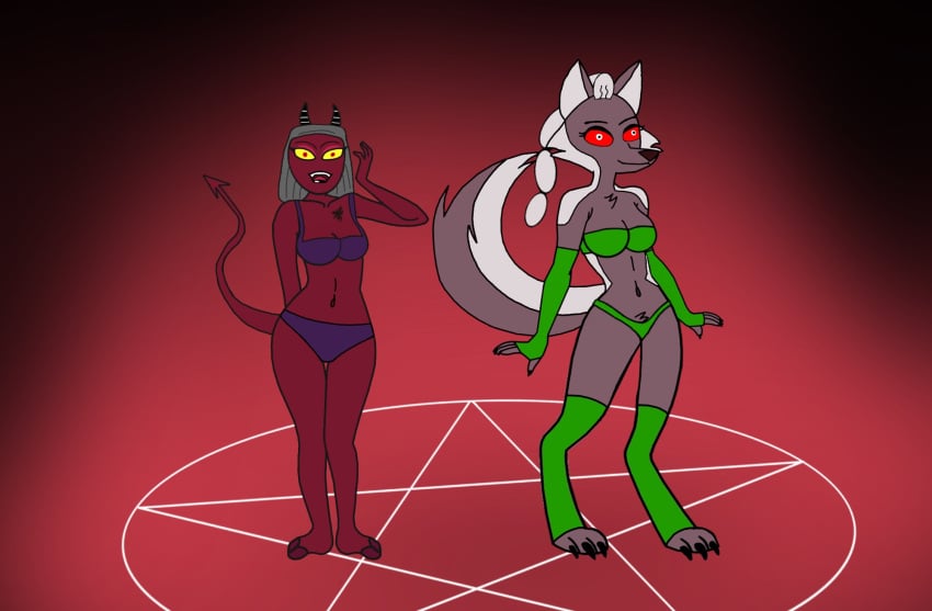 blind_peacock_draws blind_peacock_draws_(artist) bra bullet_hole demon demon_feet demon_horns demon_humanoid demon_tail demon_toes ecuador ecuadorian felicia_(blindpeacockdraws) felicia_(blindpeacockdraws)_(character) female_only furry furry_female furry_tail hazbin_hotel hazbin_hotel_oc heart heart-shaped_scar heart_symbol heart_tattoo hellhound hellhound_(character) helluva_boss helluva_boss_oc hooves magic magic_user magical_girl mohawk_(hairstyle) original_character original_characters oro_(blindpeacockdraws) oro_(blindpeacockdraws)_(character) panties pentagram ponytail ponytail_female ponytail_mohawk red_eyes scar silver_hair sinner_demon spanish stripper stripper_clothes yellow_eyes