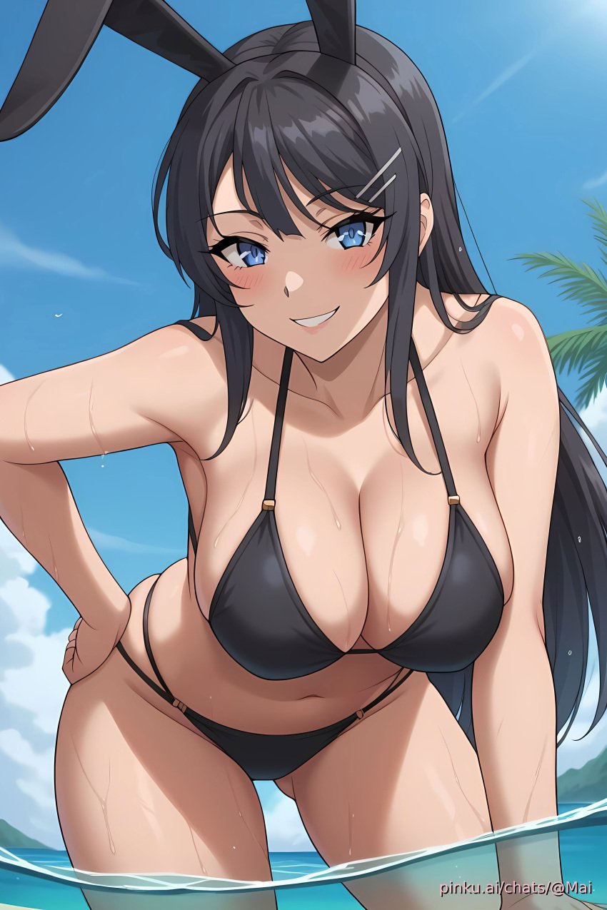 ai_generated aobuta beach bikini bunnygirl candid ecchi mai_sakurajima pinku pinku.ai pinkuai rascal sakurajima_mai