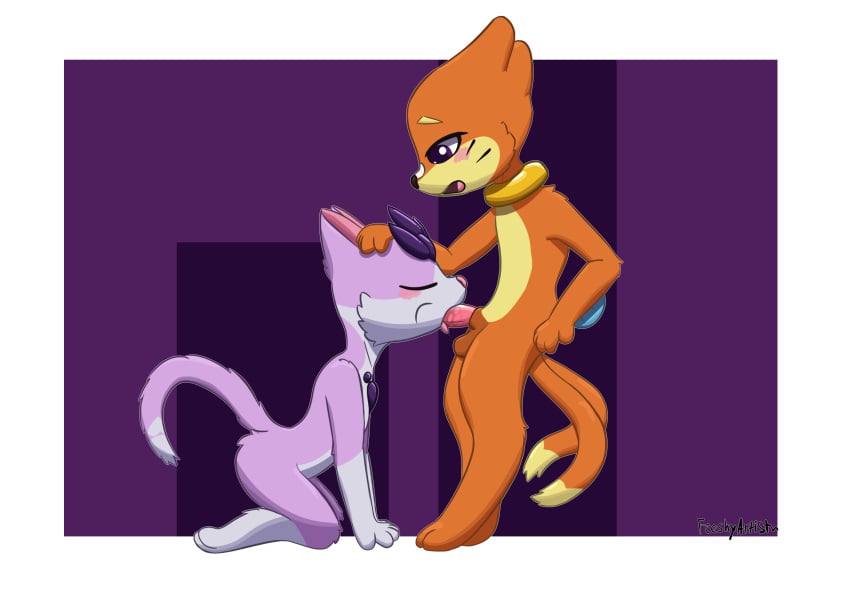 2_tails alpha_channel anthro anthro_on_anthro aroused balls bodily_fluids buizel darkened_balls darkened_genitalia duo feeshyartist felid feline fellatio female generation_4_pokemon genitals hi_res kai_(mr.smile) kneeling male male/female mammal mizu_(feeshyartist) multi_tail mustelid nintendo oral penile penis philikkahn pink_penis pokemon pokemon_(species) saliva sex side_view tail tongue_out_blowjob