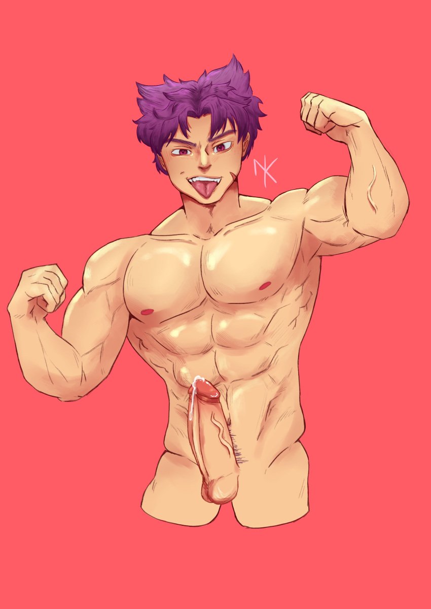 camp_buddy gay happy_trail human male male_only purple_eyes purple_hair solo_male yaoi yoichi_yukimura