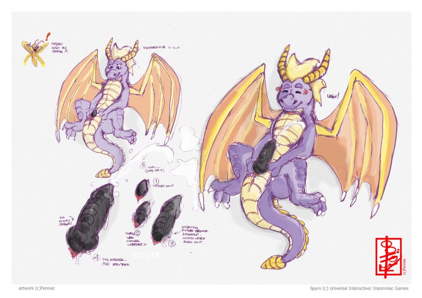 1boy aroused arthropod black_penis cum dragon dragonfly erection fennec_(artist) insects invalid_tag knot male male_only penis signature slit solo sparx spyro spyro_the_dragon teenager text video_games young