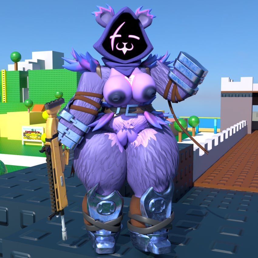 1girls 3d areolae assault_rifle background belt belt_buckle bitch boots breasts breasts_out closed_eyes crossroads_(roblox) curvy_figure dumb dumb_face ear fortnite gun hair metal_gloves nearlyepoint nipples purple_body pussy pussy_hair raven_team_leader raven_team_leader_(fortnite) roblox robloxian rtx scar silly smile stupid thighs tree wave wide_hips yapping