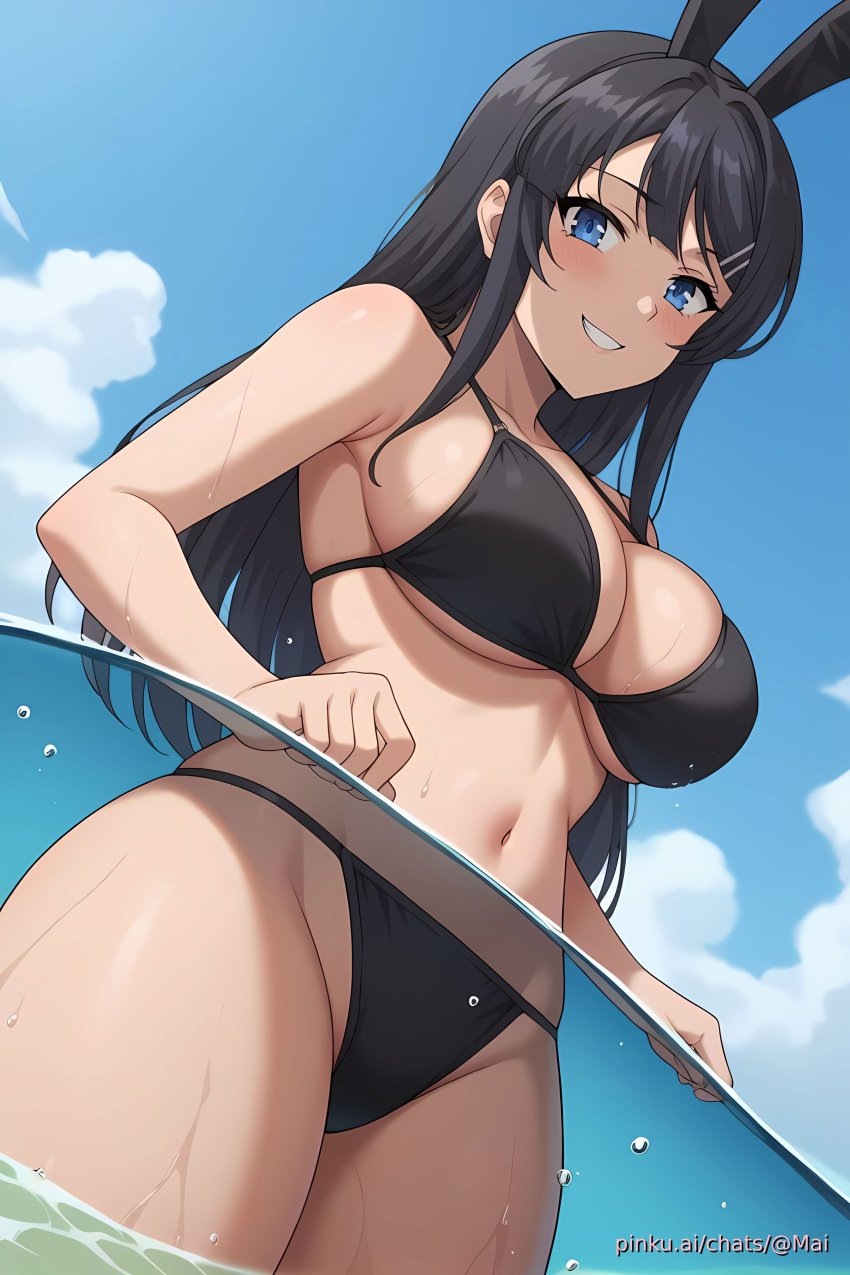 ai_generated aobuta beach bikini bunnygirl candid ecchi mai_sakurajima pinku pinku.ai pinkuai rascal sakurajima_mai