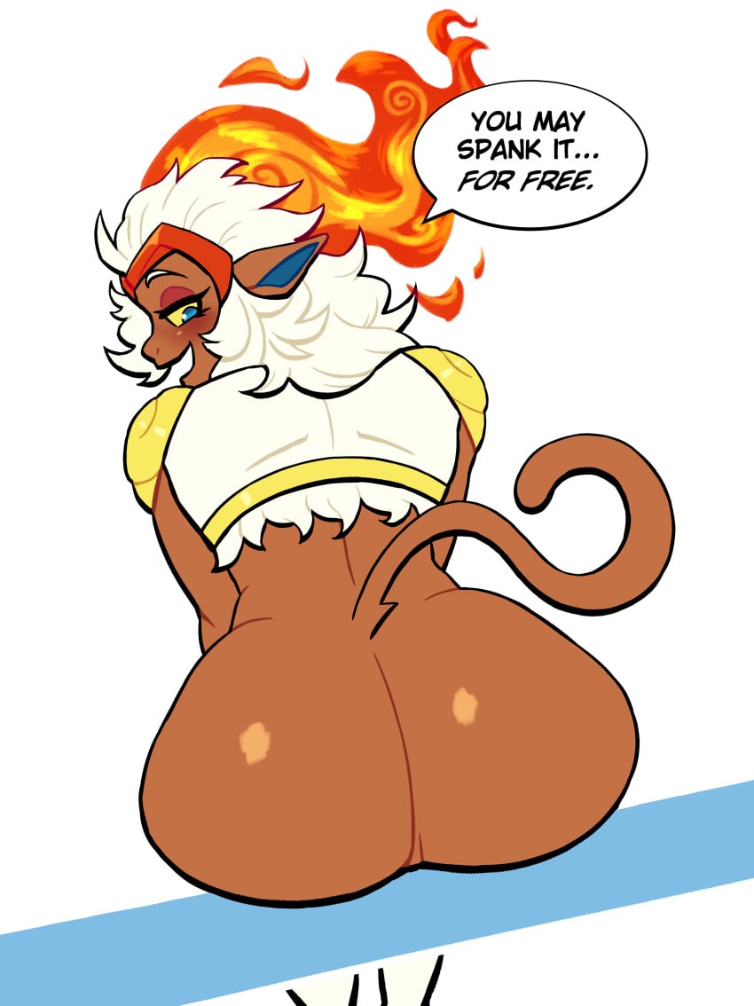 1girls anthro ass big_ass bubble_butt dat_ass dialogue fat_ass female female_only flaming_hair huge_ass infernape large_ass looking_back lovetopullmicke nude nude_female png pokemon pokemon_(species) primate sitting solo tail talking_to_viewer text thick_ass