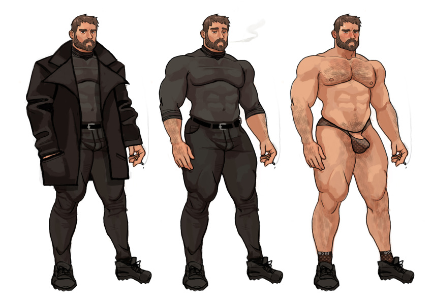 1boy abs balls bara biceps blush bulge bulge_through_clothing capcom chris_redfield clothing daddy hudsona male male_nipples male_only manly mature_male muscular_male nipples pecs penis resident_evil resident_evil_8:_village thong tight_clothing underwear