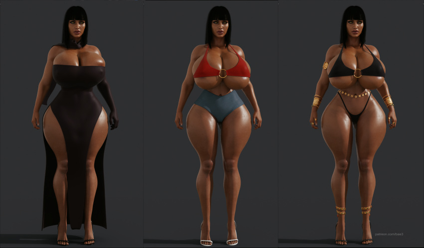 1girls 3d 3d_model bae3 big_breasts big_butt bikini bimbo black_bikini black_hair blender_cycles booty_shorts breasts dress egyptian egyptian_mythology hips legend_of_queen_opala massive_breasts oiled osira panties princess red_bikini skimpy sweat swimsuit tan_body voluptuous wet wide_hips