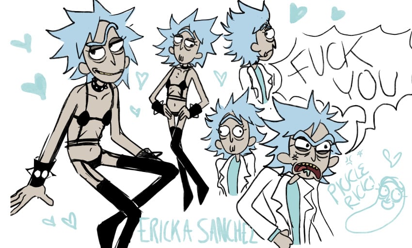 choker genderbent lingerie older_female rick_and_morty rick_sanchez rule_63 skinny