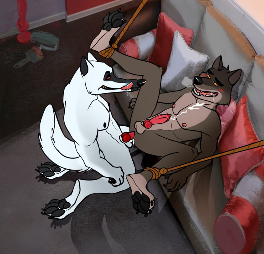 2024 anthro bodily_fluids bondage bound canid canine canis cum cum_in_ass cum_inside death_(puss_in_boots) dreamworks duo ejaculation gay genital_fluids hi_res knot male male/male mammal mr._wolf_(the_bad_guys) puss_in_boots_(dreamworks) puss_in_boots_(film) puss_in_boots_the_last_wish restraints rope rope_bondage sex shrek_(series) the_bad_guys tigre-io tigrio_prulsan universal_studios wolf