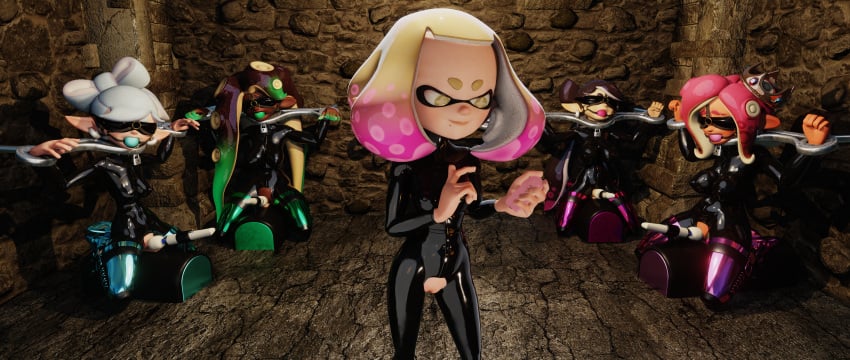 3d 3d_(artwork) 5girls agent_8_(splatoon) athena_shinzō ball_gag blender blender_(software) blindfold blindfolded bondage bound breasts callie_(splatoon) dominant_female dungeon female femdom femsub futadolly gag gagged hi_res hitachi_magic_wand latex latex_suit marie_(splatoon) marie_(wo262) marina_(splatoon) marina_(wo262) nintendo pearl_(splatoon) petplay remote_control_vibrator rubber sex_machine sex_toy small_breasts small_dom_big_sub splatoon sybian tentacle vibrator