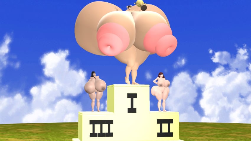 3d 3d_(artwork) 3d_model 3girls blue_sky celebrating chun-li chun-li_(fortnite) d.va final_fantasy final_fantasy_vii fortnite fortnite:_battle_royale grass green_grass heckburst huge_ass huge_breasts huge_nipples hyper_ass hyper_breasts overwatch overwatch_2 podium sky street_fighter street_fighter_6 tifa_lockhart trophy victory