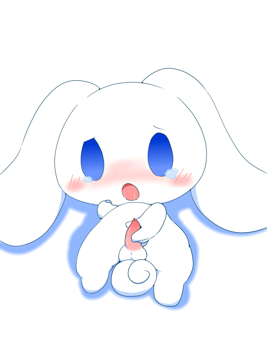 balls blush canine cinnamon_(cinnamoroll) cinnamoroll cinnamoroll_(series) drooling furry113 looking_at_viewer male male_only mammal masturbation nude open_mouth penis saliva sanrio solo tears