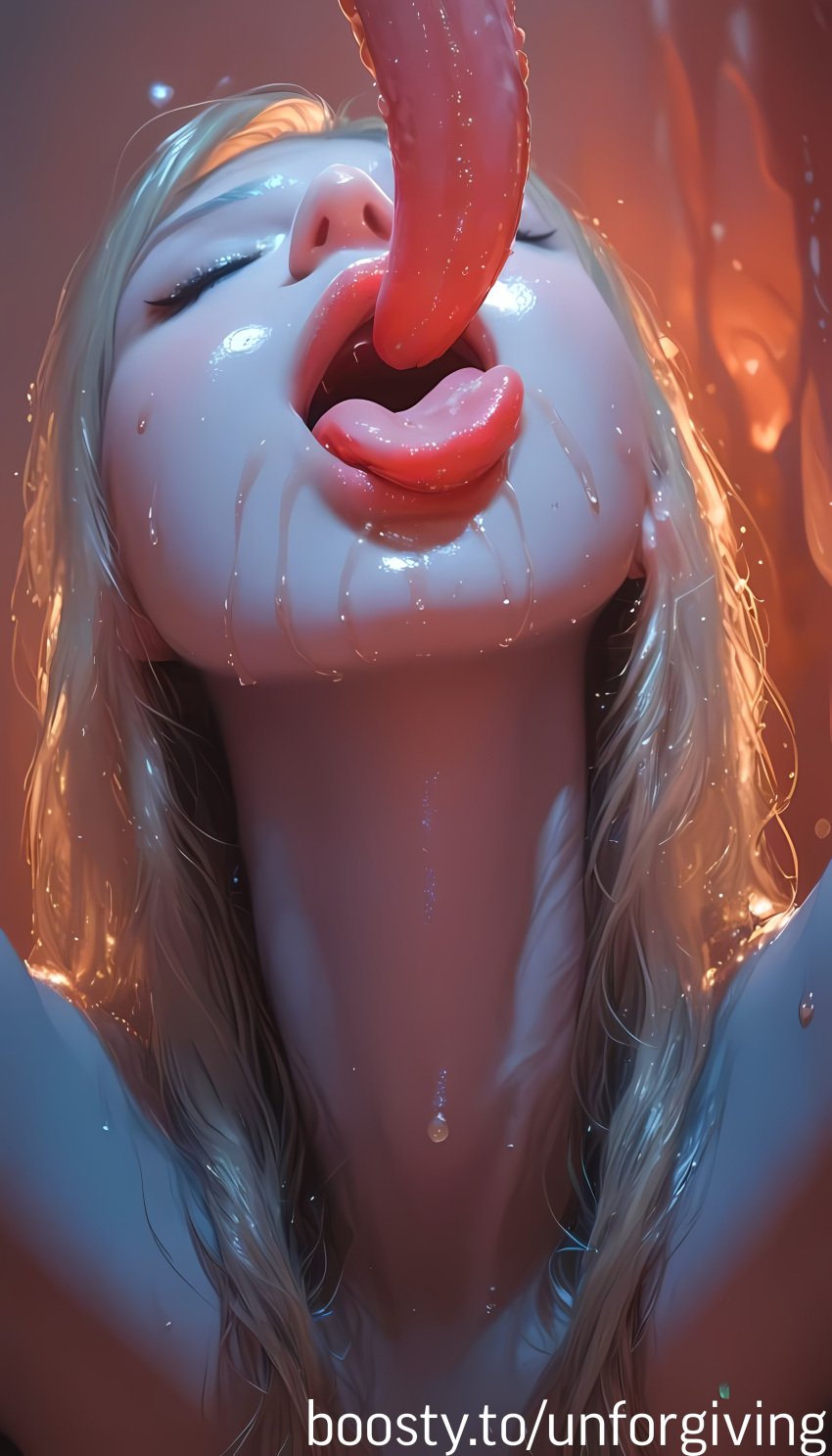 ai_generated blonde blonde_hair blonde_hair_female consensual_tentacles consentacles eager ecstasy eyes_closed female girl open_mouth submissive submissive_female sweat sweatdrop sweating tentacle tentacle_in_mouth tentacle_sex tongue tongue_out topless unforgiving waiting waiting_for_cum water_drop wet