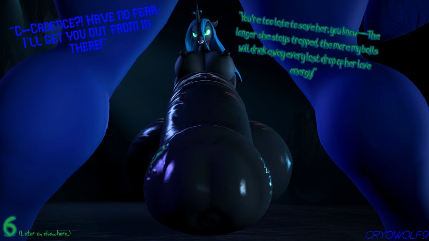 3d_(artwork) animal_genitalia animal_penis anthro anthrofied areola arthropod balls big_balls big_breasts big_penis breasts changeling cock_vore cryowolf9 dialogue digital_media_(artwork) english_text equine_genitalia equine_penis eyeshadow fangs friendship_is_magic genitals green_eyes green_eyeshadow green_hair hair hasbro hi_res huge_balls huge_cock hyper hyper_balls hyper_genitalia hyper_penis intersex low-angle_view makeup medial_ring my_little_pony nipples penile penis pupils queen_chrysalis_(mlp) slit_pupils source_filmmaker_(artwork) teeth text vore