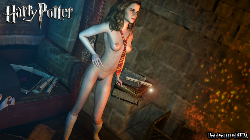 3d emma_watson female gryffindor_tower harry_potter hermione_granger hogwarts magic nipples pubic_hair source_filmmaker unidentifiedsfm