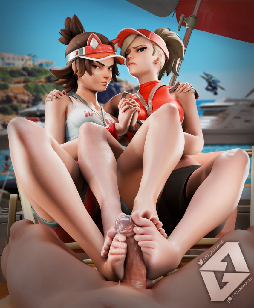 3d blender cum erection feet femdom foot_fetish foot_focus foot_play footjob kiriko_(overwatch) lifeguard_kiriko lifeguard_mercy male mercy overwatch overwatch_2 parody penis soles toes vganimated