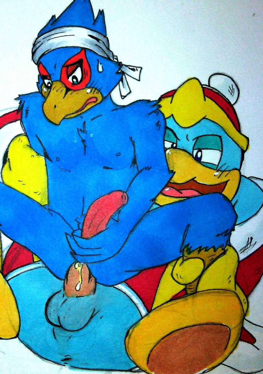 anal anal_sex anthro anus ass avian balls bandana barefoot beak bird blush bowserboy101 clothed clothing crossover cum erection falco_lombardi falcon feathers half-dressed king king_dedede kirby_(series) looking_down male nintendo nipples nude on_top open_mouth orgasm overweight penetration penguin penis reverse_cowgirl_position royal_rod royalty sex sitting smile spread_legs spreading squint star_fox video_games yaoi