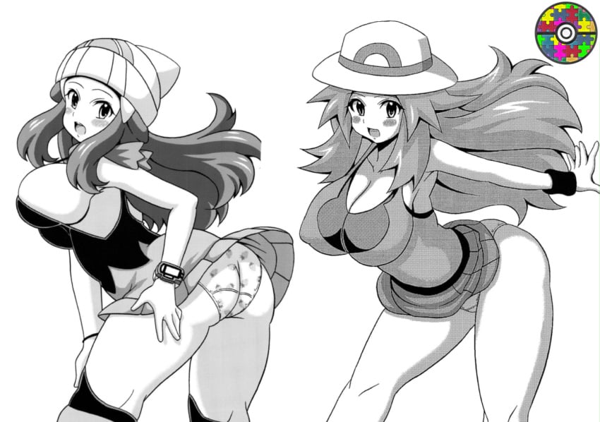 anime bimbo_body busty dawn_(pokemon) green_(pokemon) haguruman hentai koutarosu leaf_(pokemon) manga panties pokeaspie pokeharlot pokemon waifu