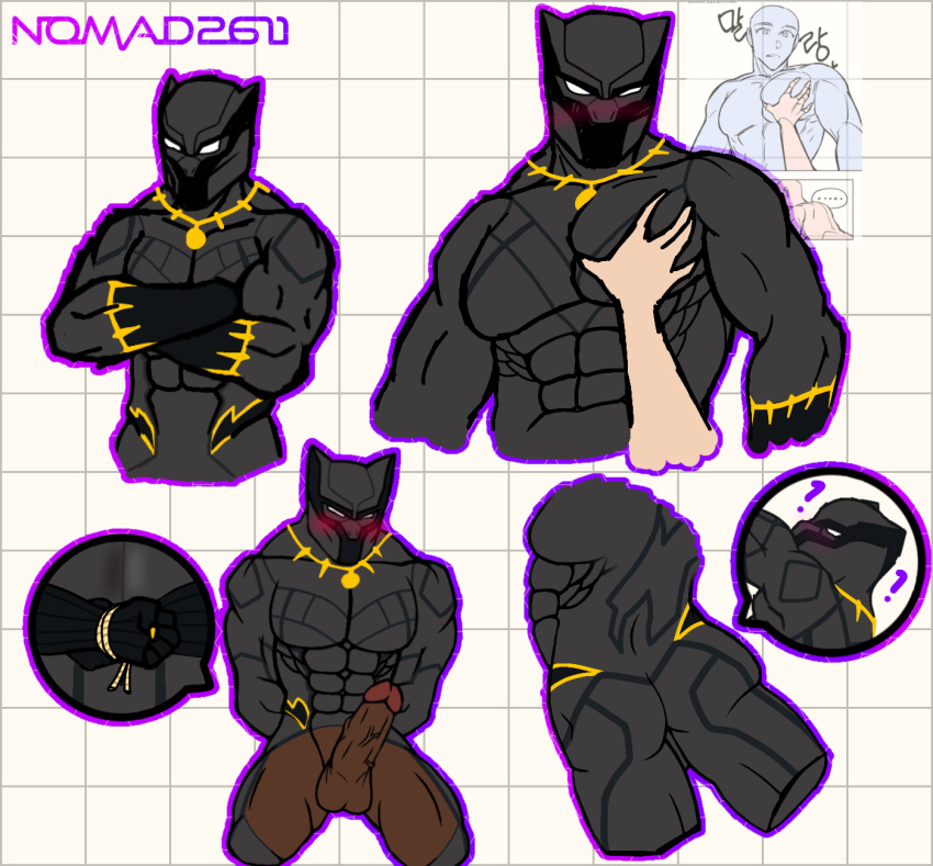 ass black_panther gay marvel marvel_comics masked_only pec_grab pecs t'challa