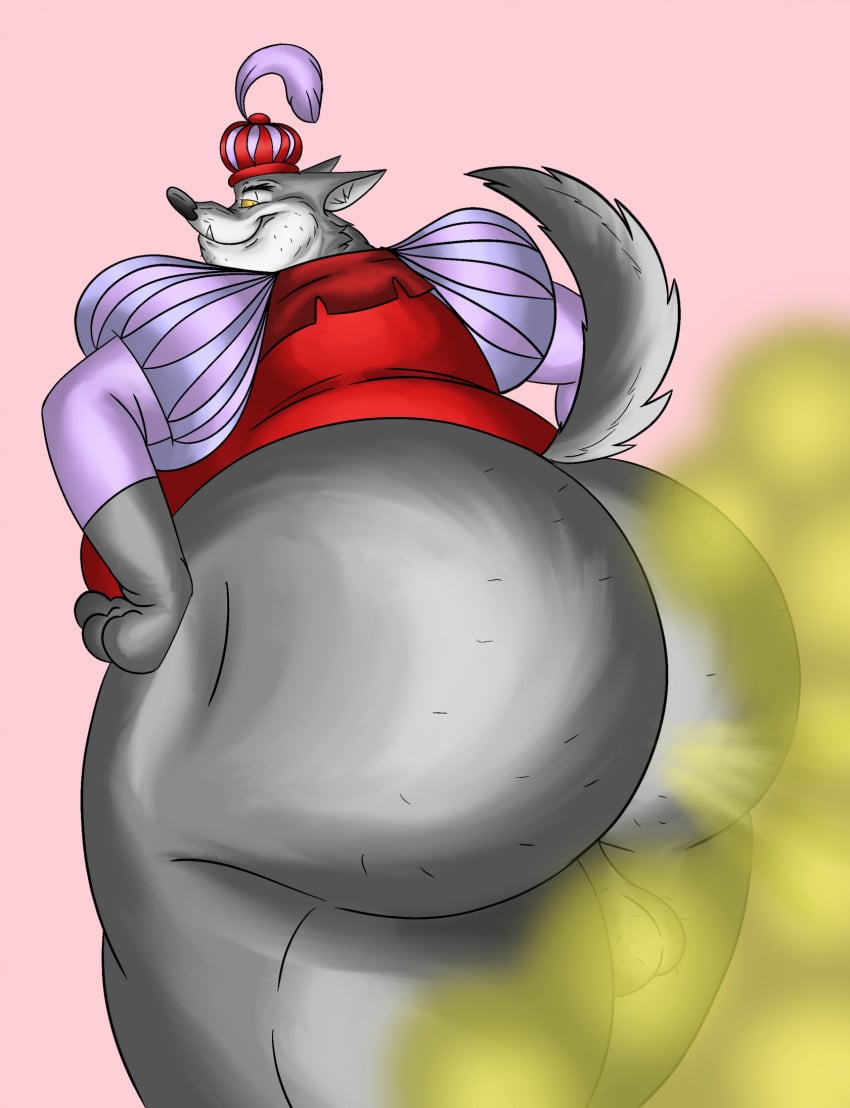 anthro ass balls big_butt canid canine canis clothed clothing disney fart fart_cloud fart_fetish farting_at_viewer gas gassy gassy_male genitals grin hi_res looking_at_viewer looking_back looking_back_at_viewer male mammal obese obese_anthro obese_male overweight overweight_anthro overweight_male partially_clothed passing_gas presenting presenting_hindquarters raised_tail robin_hood_(disney) sheriff_of_nottingham smelly smile solo sunflower_fox tail teasing teasing_viewer thick_thighs wolf