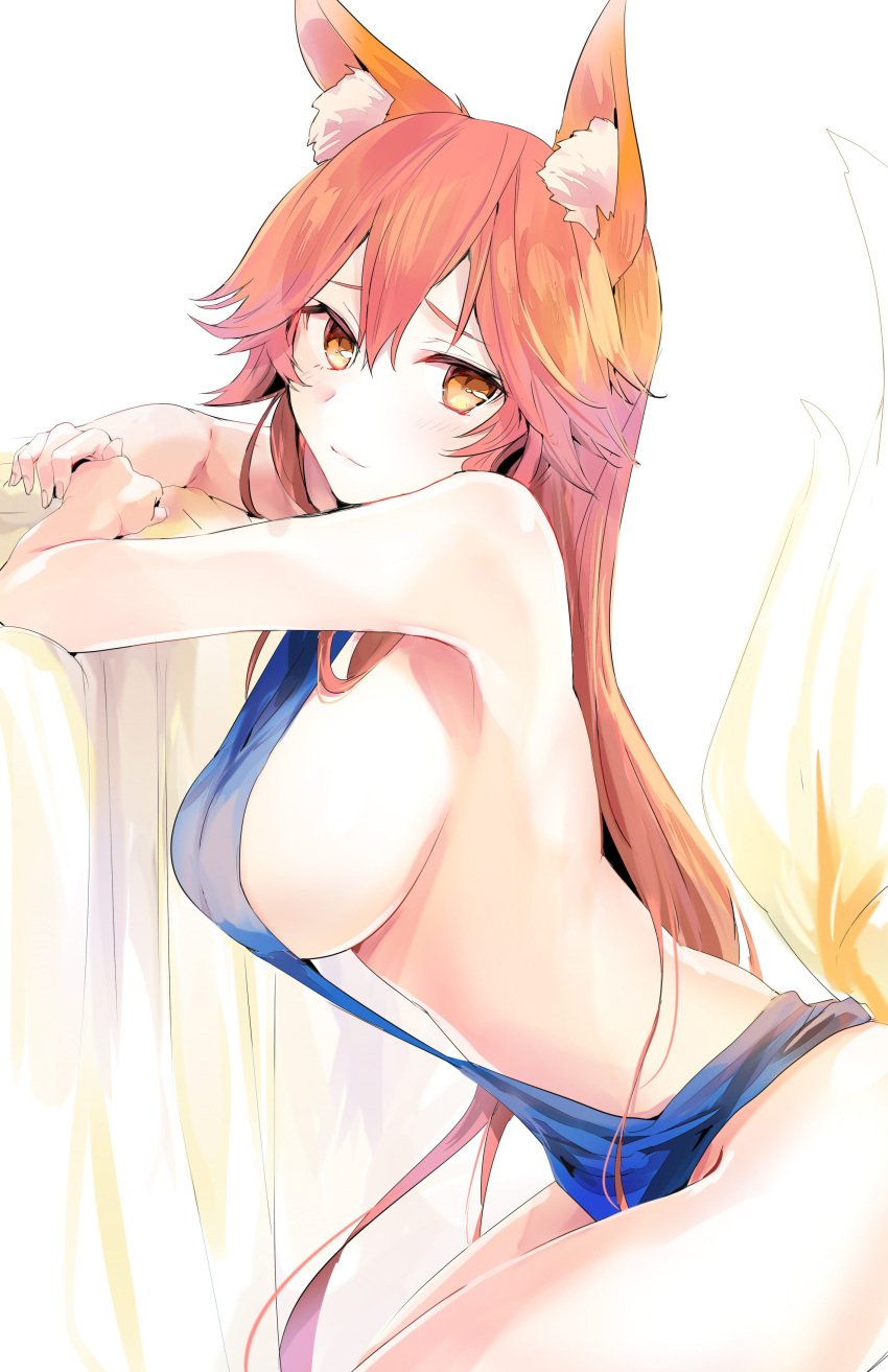 1girls absurd_res absurdres animal_ear_fluff animal_ears animal_tail armpits backless_dress backless_outfit bare_armpits bare_arms bare_hands bare_hips bare_legs bare_navel bare_shoulders bare_skin bare_thighs belly blue_topwear blush blush_lines blushing_at_viewer blushing_female breasts breedable dot_nose elbows embarrassed embarrassed_female embarrassed_nude_female fate/extra fate_(series) female female_focus female_only fingernails fingers fox_ears fox_girl fox_tail hair_between_eyes head_tilt high_resolution highres large_breasts leaning_forward legs light-skinned_female light_skin long_hair looking_at_viewer nervous nervous_expression nervous_face nervous_female orange_eyebrows orange_eyes orange_eyes_female orange_hair orange_hair_female shoulders shy shy_expression sideboob sideless_dress sideless_outfit simple_background slender_body slender_waist slim_girl slim_waist solo tamamo_no_mae_(fate) thick_thighs thighs thin_waist tilted_head tomozero topwear upper_body white_background