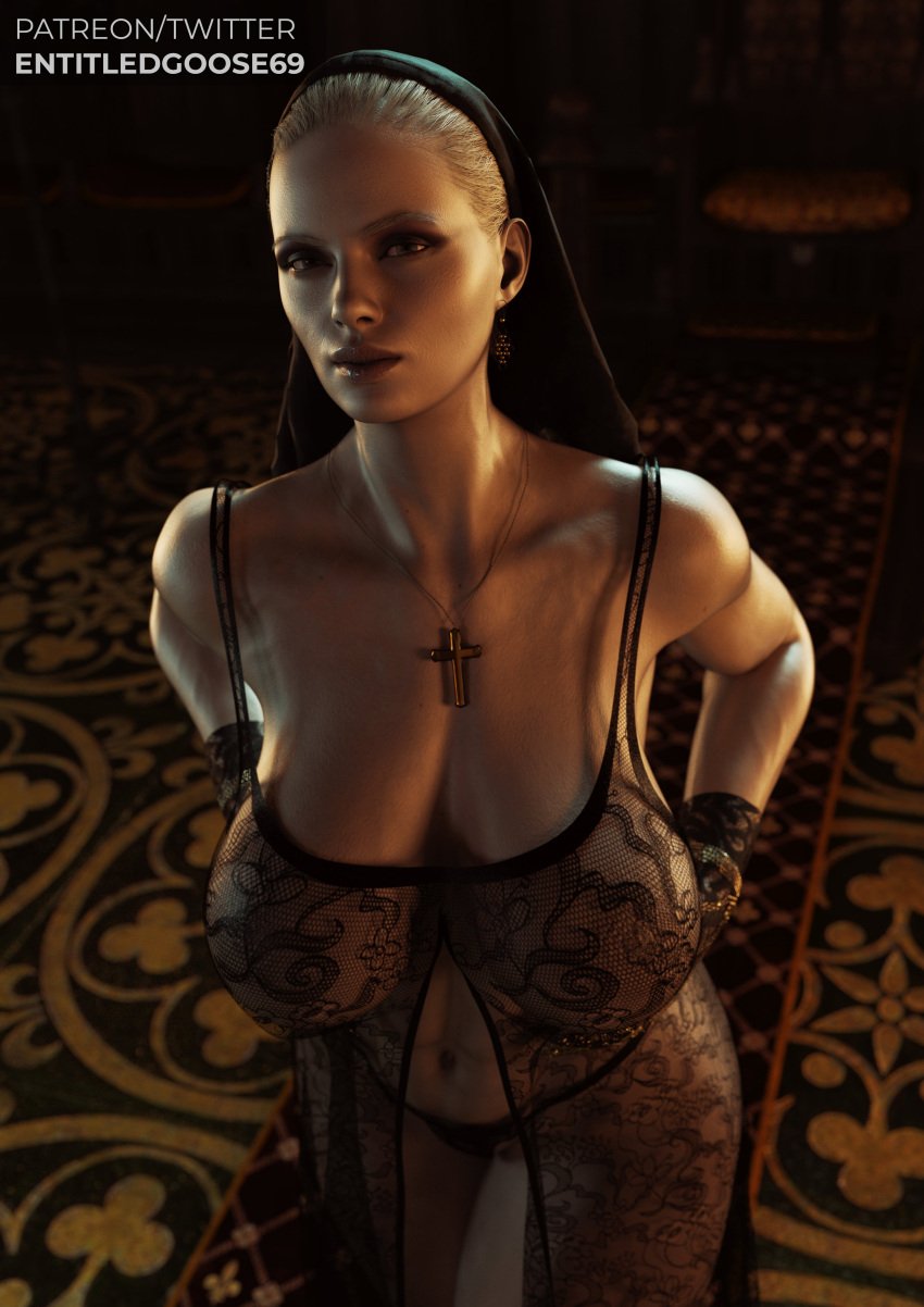 1girls 3d ass big_ass big_breasts blonde_female capcom entitledgoose female_only large_breasts mother_miranda_(resident_evil) nun_hat resident_evil resident_evil_8:_village solo_female tagme thick_thighs