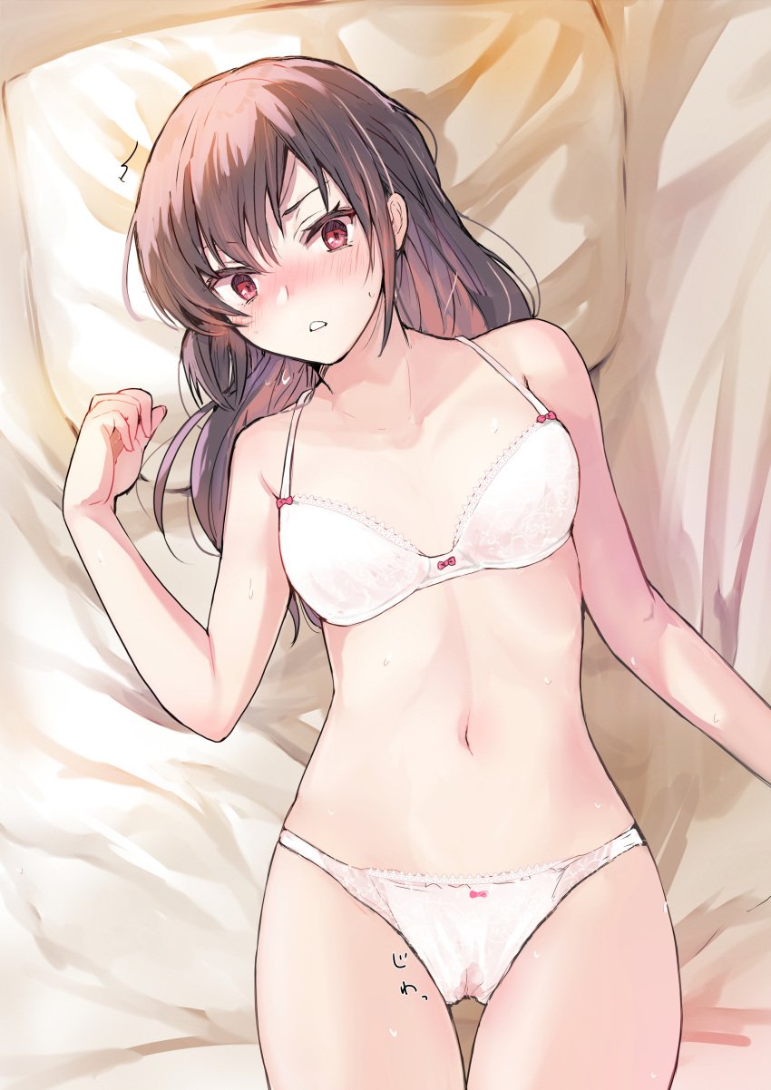 1girls absurd_res absurdres bare_armpits bare_arms bare_belly bare_chest bare_hands bare_hips bare_legs bare_midriff bare_navel bare_shoulders bare_skin bare_thighs bare_torso bed_sheet belly belly_button black_hair black_hair_female blush blush_lines blushing_at_viewer blushing_female bra breasts cleavage cleft_of_venus collarbone compact_body dot_nose elbows embarrassed embarrassed_female embarrassed_nude_female exposed exposed_armpits exposed_arms exposed_belly exposed_legs exposed_midriff exposed_shoulders exposed_thighs exposed_torso female female_focus female_only fingers flat_belly flat_chest flat_chested frilled_bra frilled_panties frilled_underwear groin hair_between_eyes head_tilt high_resolution highres laying_down laying_on_back laying_on_bed legs light-skinned_female light_skin long_hair looking_at_viewer navel on_back original original_art original_artwork original_character panties parted_lips petite petite_body petite_breasts petite_female petite_girl pillow pussy red_eyes red_eyes_female ribbon_bra ribbon_panties shoulders simple_background skinny skinny_female skinny_girl skinny_waist slender_body slender_waist slim_girl slim_waist small_breasts solo thick_thighs thigh_gap thighs thin_waist tilted_head tomozero underwear upper_body v-line white_background white_bed_sheet white_bra white_panties white_pillow white_underwear wide_hips