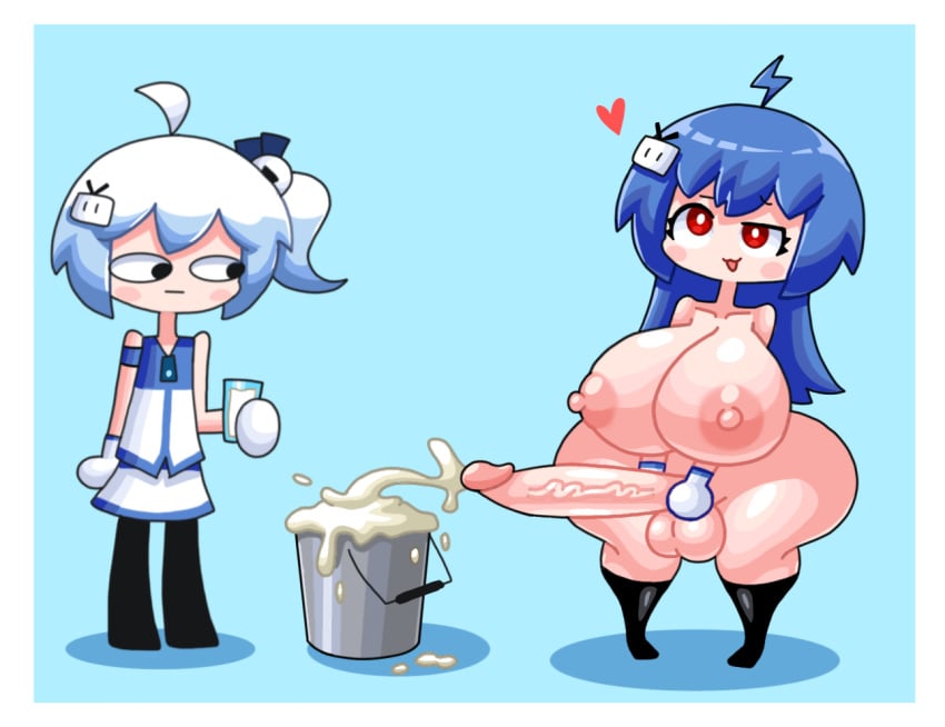 1futa 1girls 2024 balls big_breasts big_penis bili_girl_22 bili_girl_33 bilibili blue_hair breasts clothed clothing cum cum_in_container duo ejaculation erection female fully_clothed futa_on_female futanari huge_breasts huge_cock human light-skinned_female light-skinned_futanari light_skin masturbation nude orgasm penis rolling_eyes standing tongue tongue_out