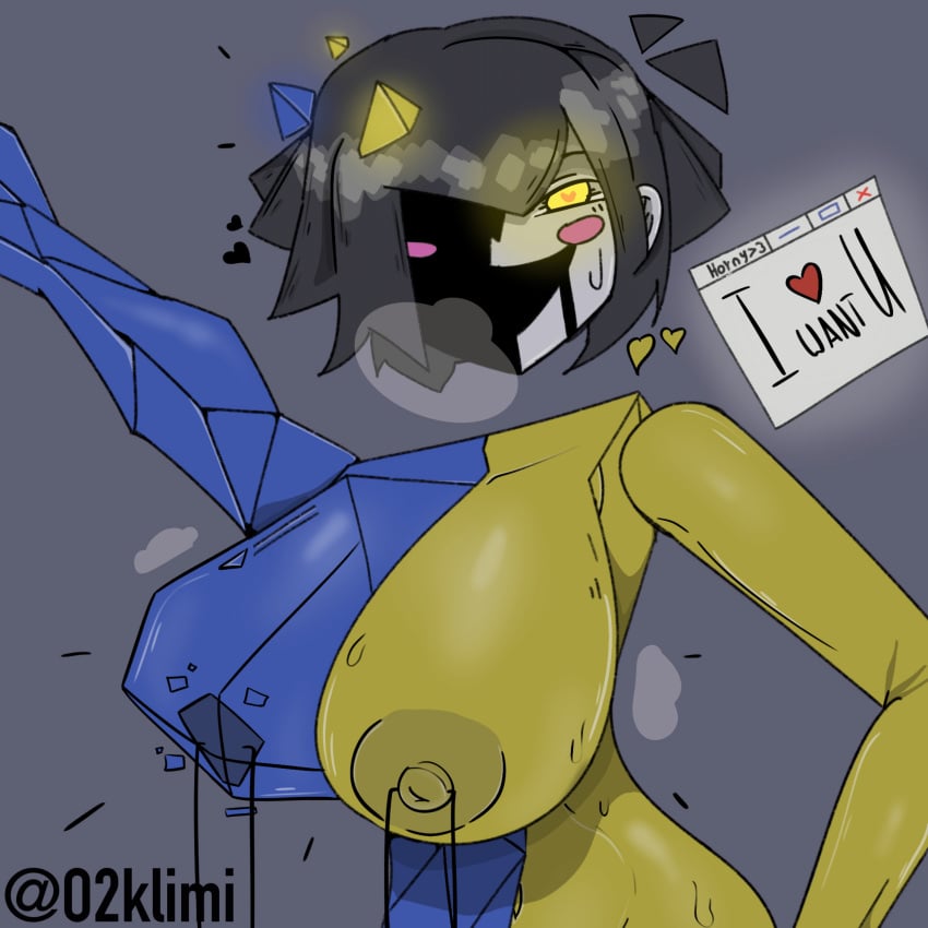 1girls blue_skin ena ena_(orginal) ena_(series) female female_only grey_hair happy joel_g large_breasts o2klimi peruvian_female yellow_skin