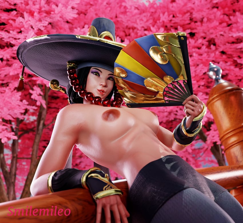 1girls 3d asian_mythology black_hair female female_only goddess hi-rez_studios korean_mythology light-skinned_female light_skin mythology princess_bari_(smite) smilemile0 smite solo topless