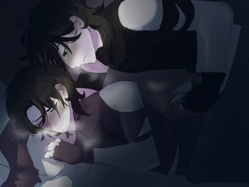 2boy azure_(forsaken) black_eyes black_hair cum de_pressia forsaken_(roblox) male male/male male_only masturbation roblox roblox_game robloxian self_upload sleeping somnophilia tagme two_time_(forsaken) yaoi