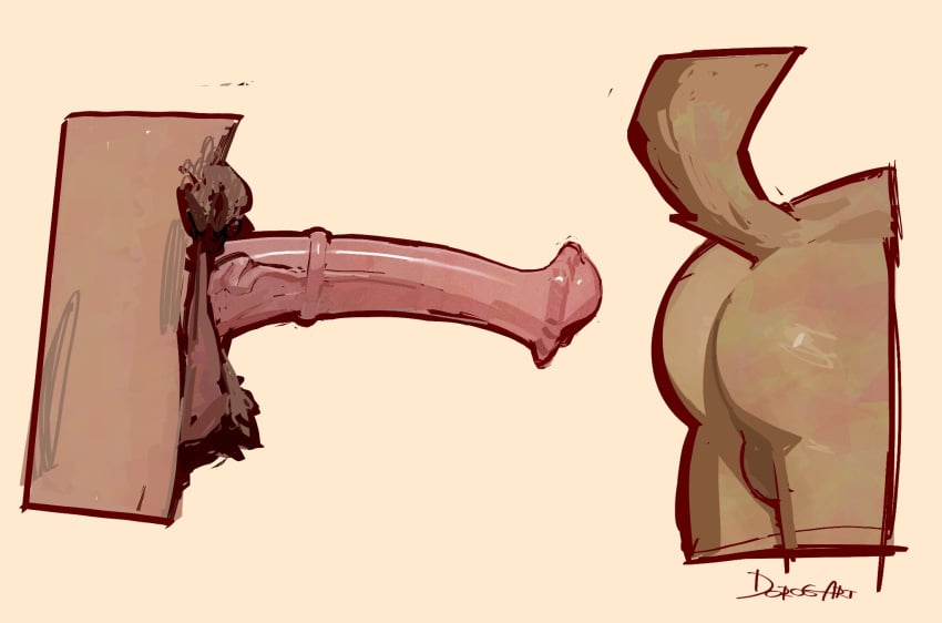 2024 animal_genitalia animal_penis ass backsack balls big_penis digital_media_(artwork) digital_painting_(artwork) dorogart equine_genitalia equine_penis faceless_character flared_penis genitals hi_res huge_cock male male/male medial_ring painting_(artwork) penis pubes raised_tail reddened_butt simple_background tail vein