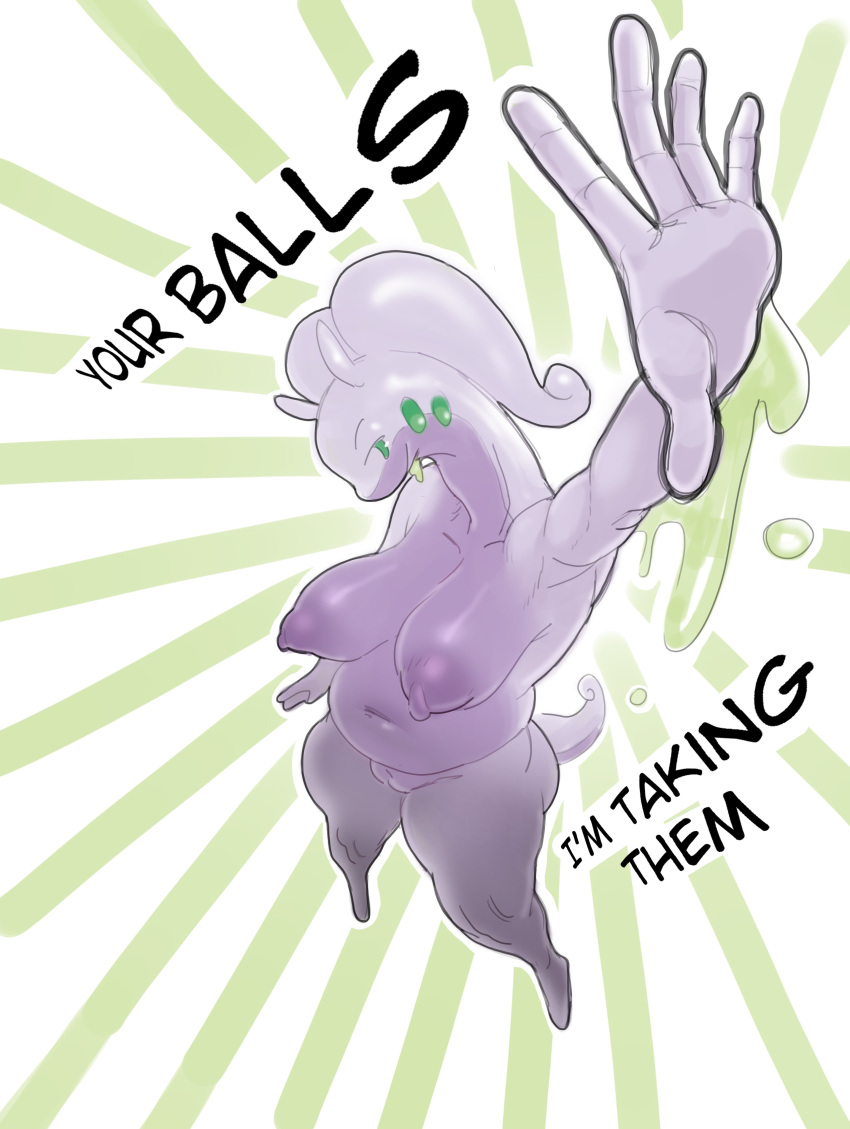 1girls absurd_res antennae_(anatomy) anthro areola beady_eyes big_breasts breasts dialogue female full_body furry generation_6_pokemon goodra green_background green_eyes hi_res huge_breasts looking_at_viewer meme meme_reference naked navel nintendo nipples nocimon nude overweight overweight_female pattern_background pokemon pokemon_(species) purple_areola purple_body purple_nipples reaching_towards_viewer simple_background smile solo striped_background talking_to_viewer text thick_thighs white_background wide_hips