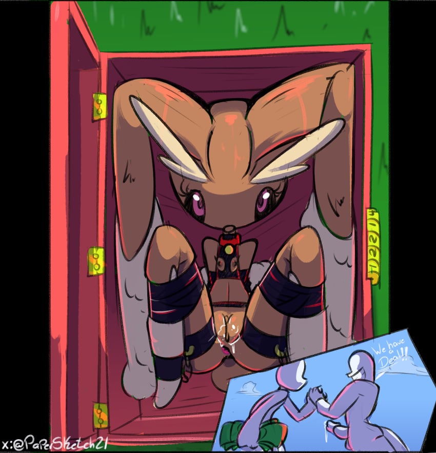 anus anus_peek ass asshole bondage bunny bunny_ears bunny_girl furry furry_female furry_only imminent_rape lopunny money papersketch pokemon pokemon_(species) pokephilia prostitution rape tape tape_bondage tied tied_up