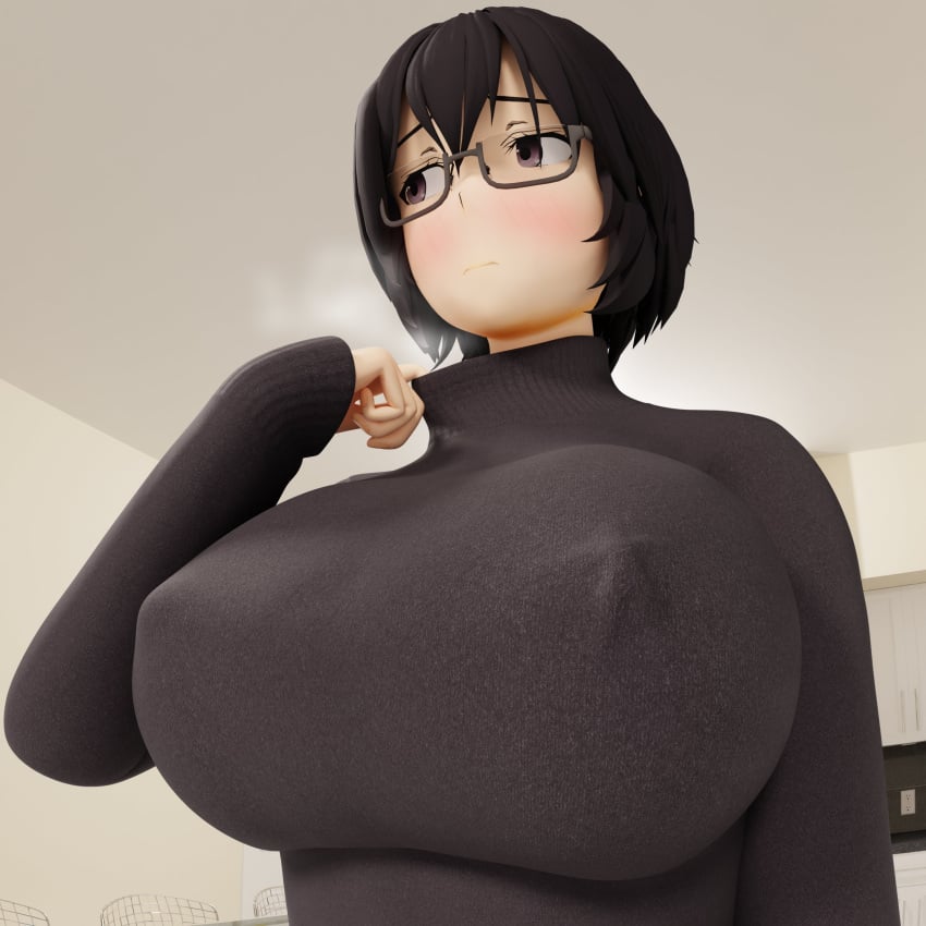 1ambiguous 1girls big_breasts blush blushing breasts clothing_entrapment entrapment extreme_size_difference female female_focus giantess glass horny horny_female large_boobs large_breasts looking_away looking_away_from_viewer pretending_to_be_unaware secretly_horny secretly_loves_it short_hair short_hair_female shrunken shy shy_female size_difference smolwads trapped_in_clothing