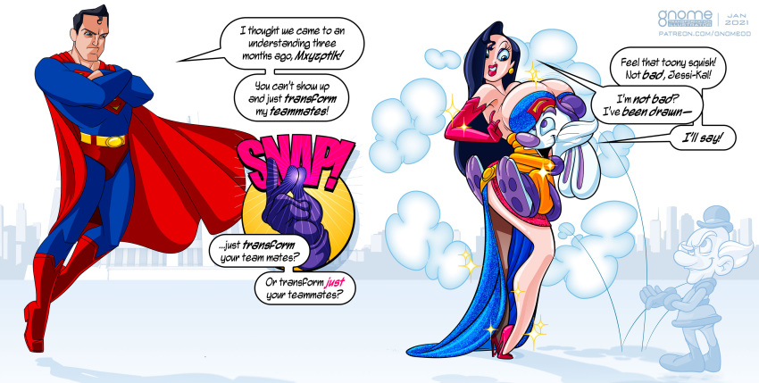 cleavage dc gender_transformation gnomeoo high_heels jessicafication mtf_transformation revealing_clothes superman tagme toon toonification transformation