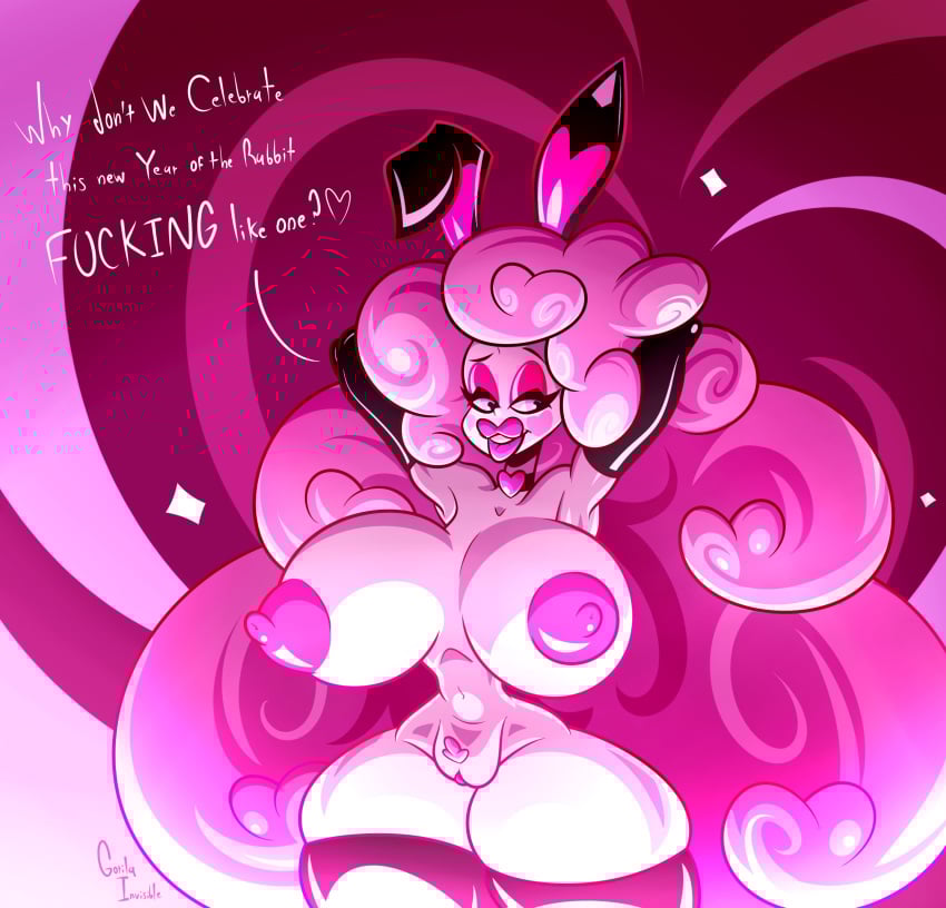 bimbo breasts bunny_ears female gorila_invisible_(artist) huge_breasts large_breasts oc original_character pink_hair tagme