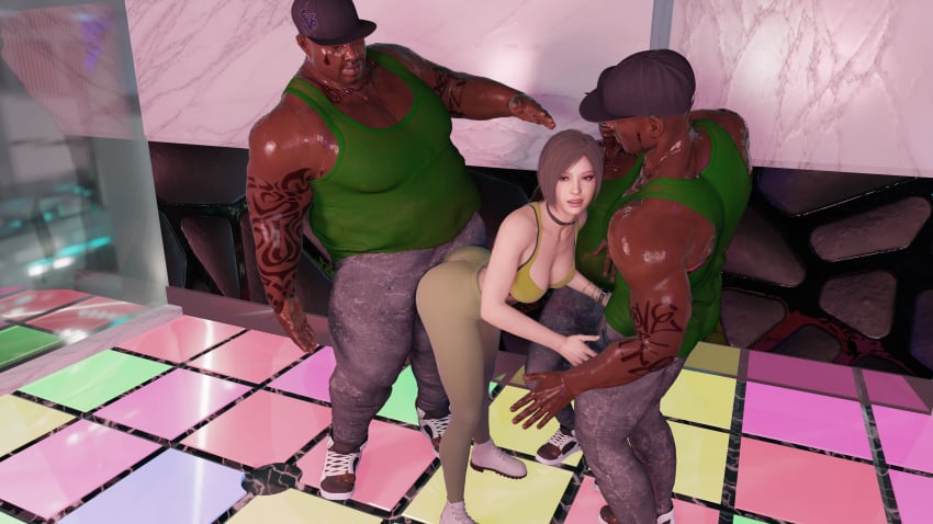 1girls 3boys 3d ada_wong asian asian_female clothed clothed_female clothed_female_clothed_male clothed_male clothed_male_clothed_female clothing club dance_floor dark-skinned_male dark_skin fat_male female gangbang hedonistbot human human_female indoors inside interracial light-skinned_female light_skin male male/female overweight overweight_male resident_evil resident_evil_2 tattoo tattooed_arm