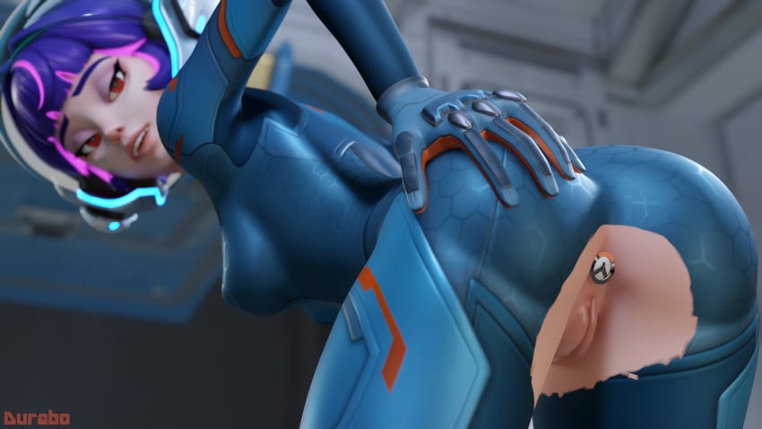 1girls 3d ass ass_cutout ass_focus bodysuit buttplug buttplug_in_ass durabo female juno_(overwatch) nyl_juno overwatch pussy solo