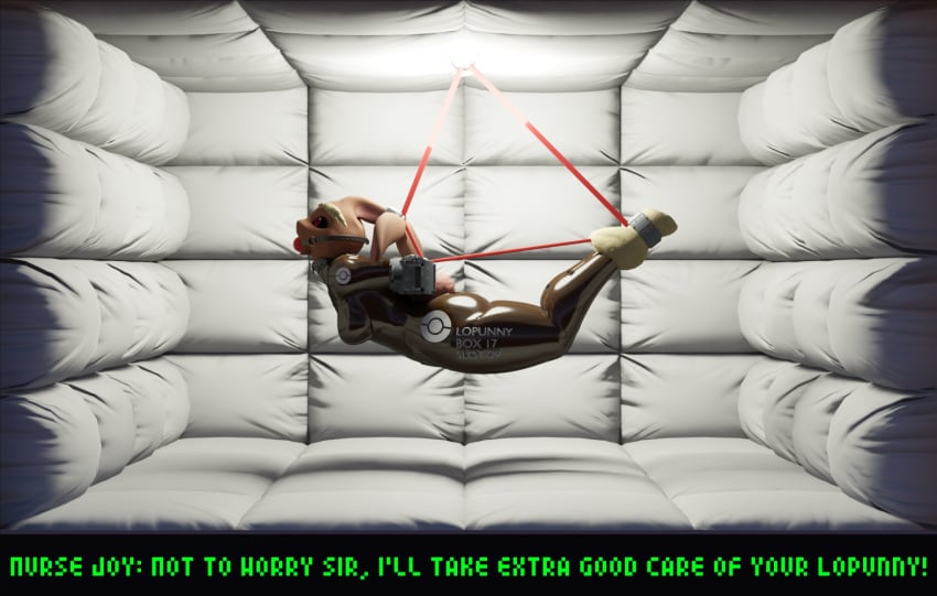 3d ball_gag blender bondage boxtie clinical_bondage gagged game_over hogtie industrial_bondage latex latex_bodysuit latex_suit lopunny padded_room permanent permanent_bondage pokemon pokemon_(species) pokemon_only suspension suspension_bondage torbound trapped