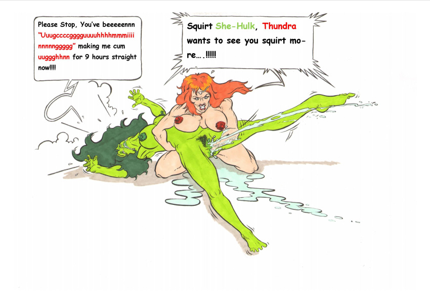 ben1804 female fisting green_skin marvel multiple_girls she-hulk squirting thundra yuri