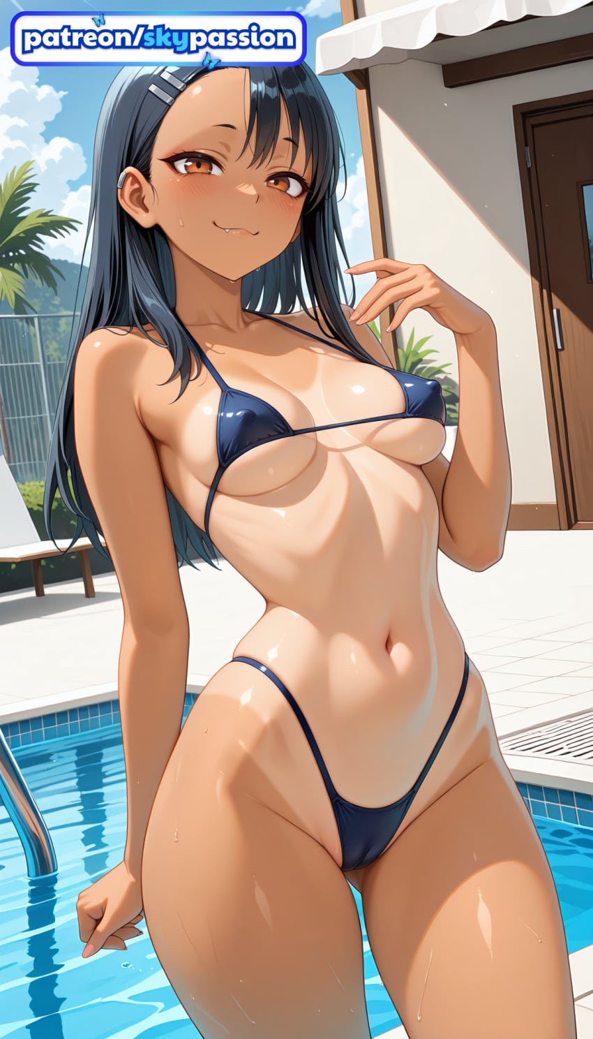 1girls 2026 ai_assisted ai_generated anime bikini bikini_tan boobs breasts bust hair_ornament hairclip hayase_nagatoro hi_res high_quality high_resolution highres ijiranaide_nagatoro-san long_hair nagatoro_hayase navel one-piece_tan patreon patreon_username please_don't_bully_me,_nagatoro pool skypassion smile solo stable_diffusion swimsuit tan tanlines tits watermark